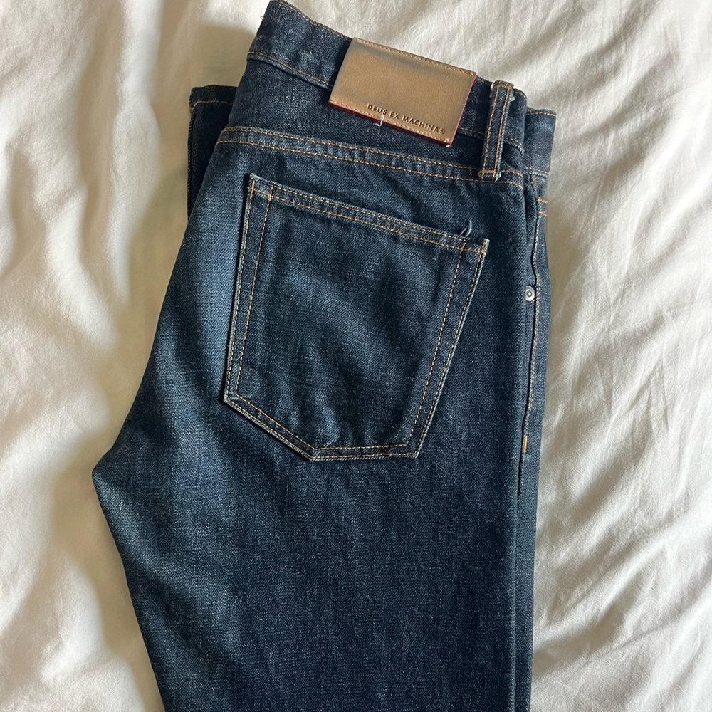 Men's Deus Ex Machina Dark Blue Japanese Denim Jeans Straight Fit 28x34